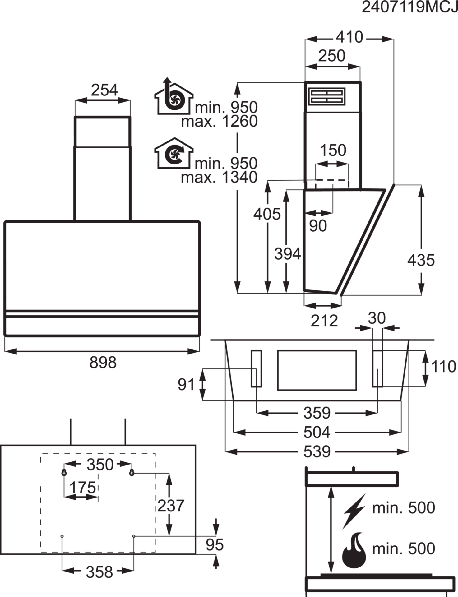 AEG 7000 headfree dampkap - 90cm - NDV8791CB