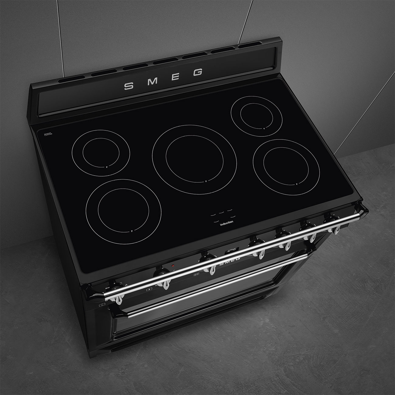 SMEG fornuis met inductie kookplaat - 90cm - TR90IMBL