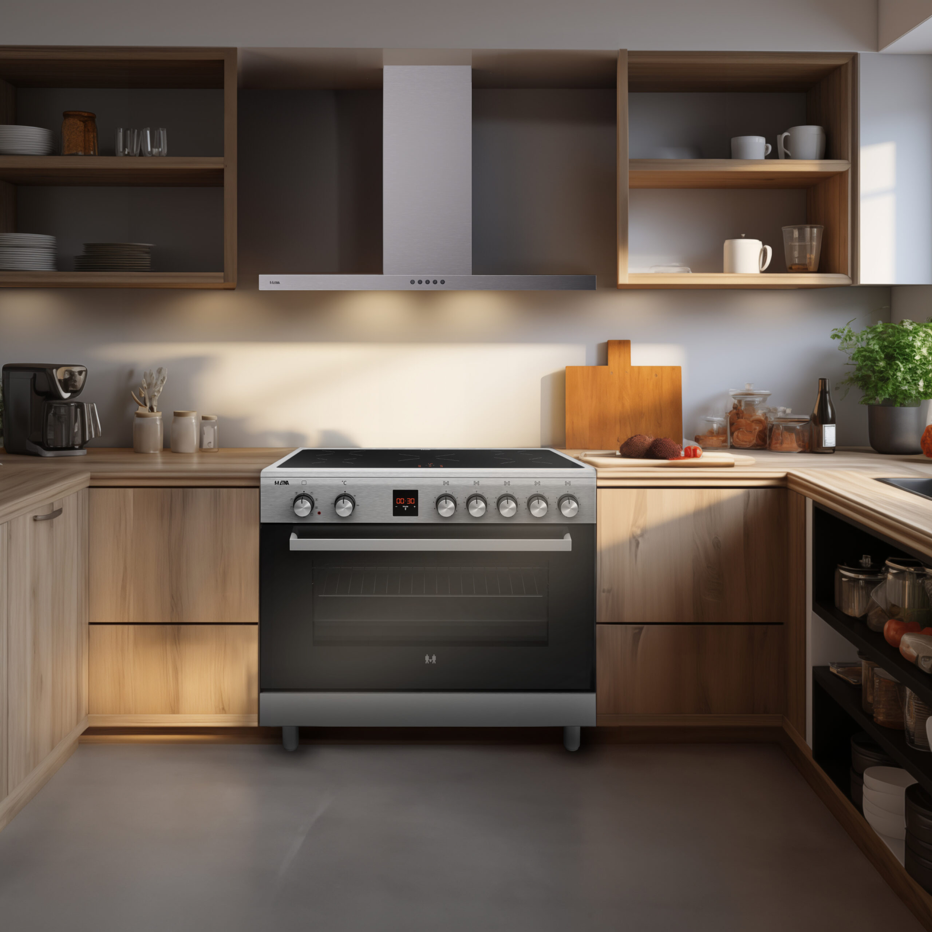 ETNA fornuis met inductie kookplaat - 90cm - FI590RVS