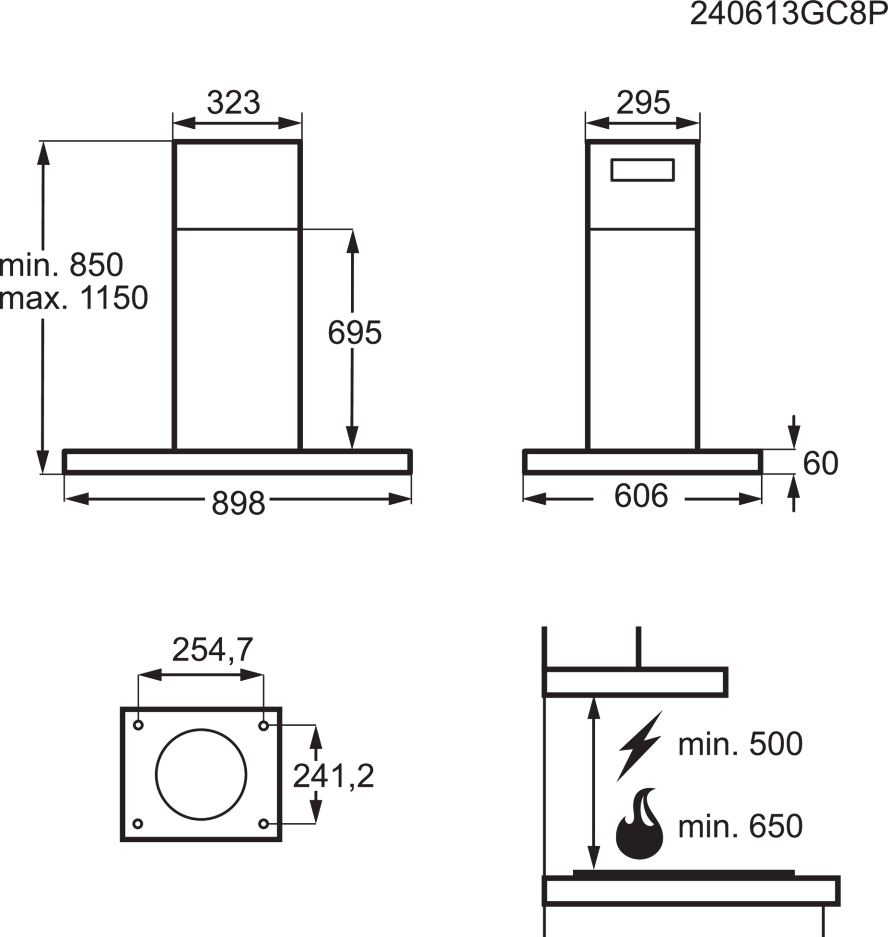 AEG 8000 eilanddampkap - 90cm - GI87D91CB