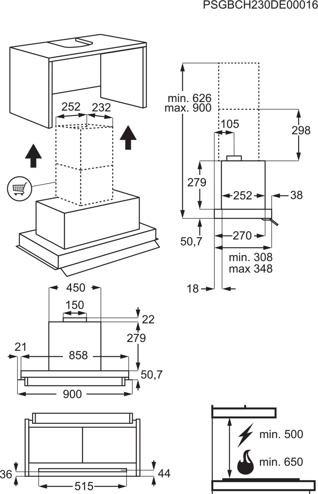 AEG 7000 geïntegreerde dampkap - 90cm - GDE689HB