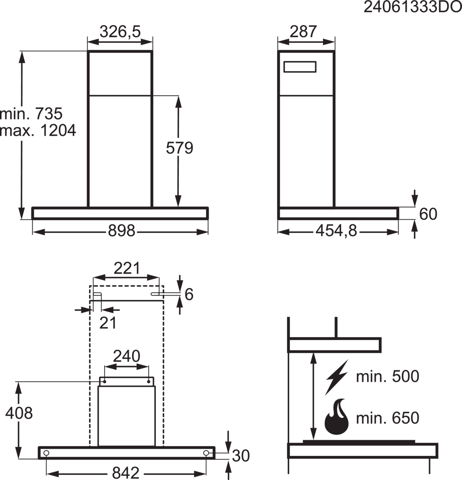 AEG 8000 wandschouwdampkap - 90cm - NDB8791CB