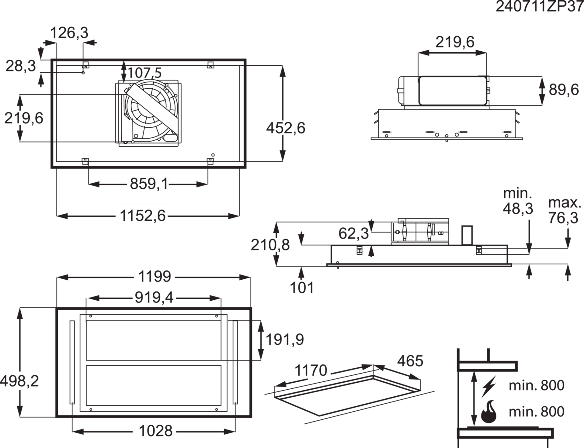 AEG 7000 plafonddampkap - 120cm - NDC7722SM