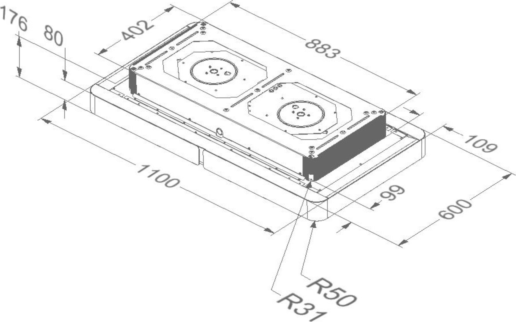 NOVY plafonddampkap - 110cm - 230