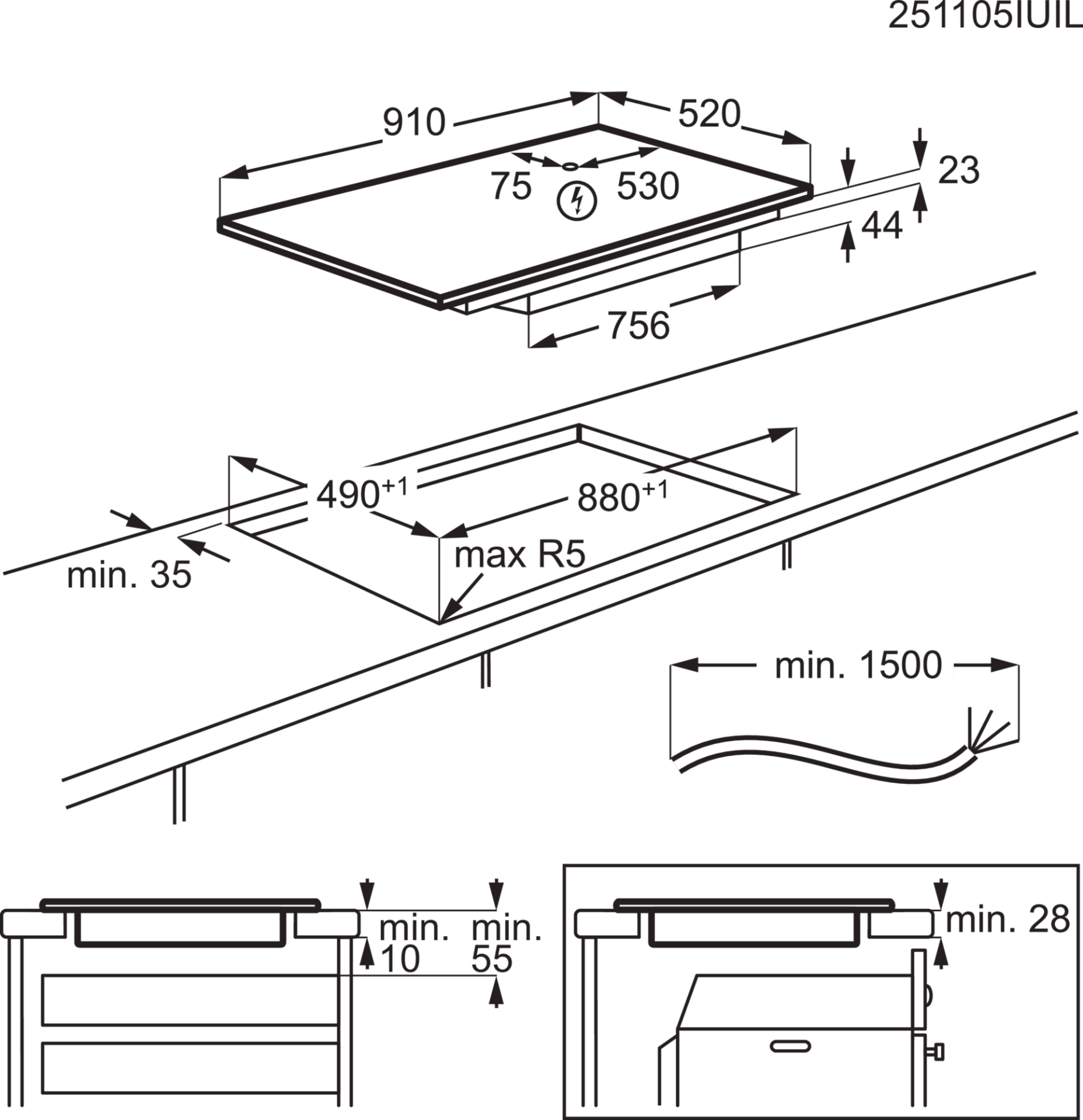 AEG 6000 inductiekookplaat - 90cm - NIK95I00FB