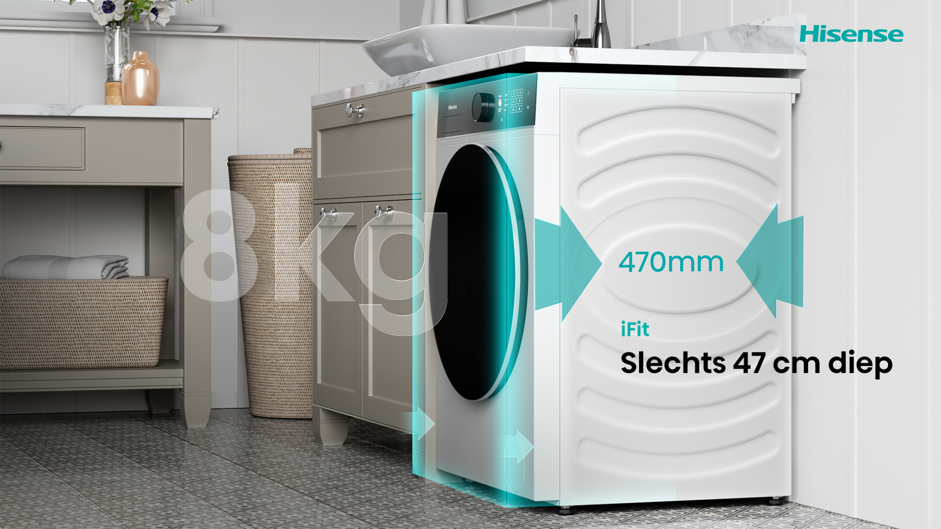 HISENSE was- droogcombinatie - WD5I8043BWF