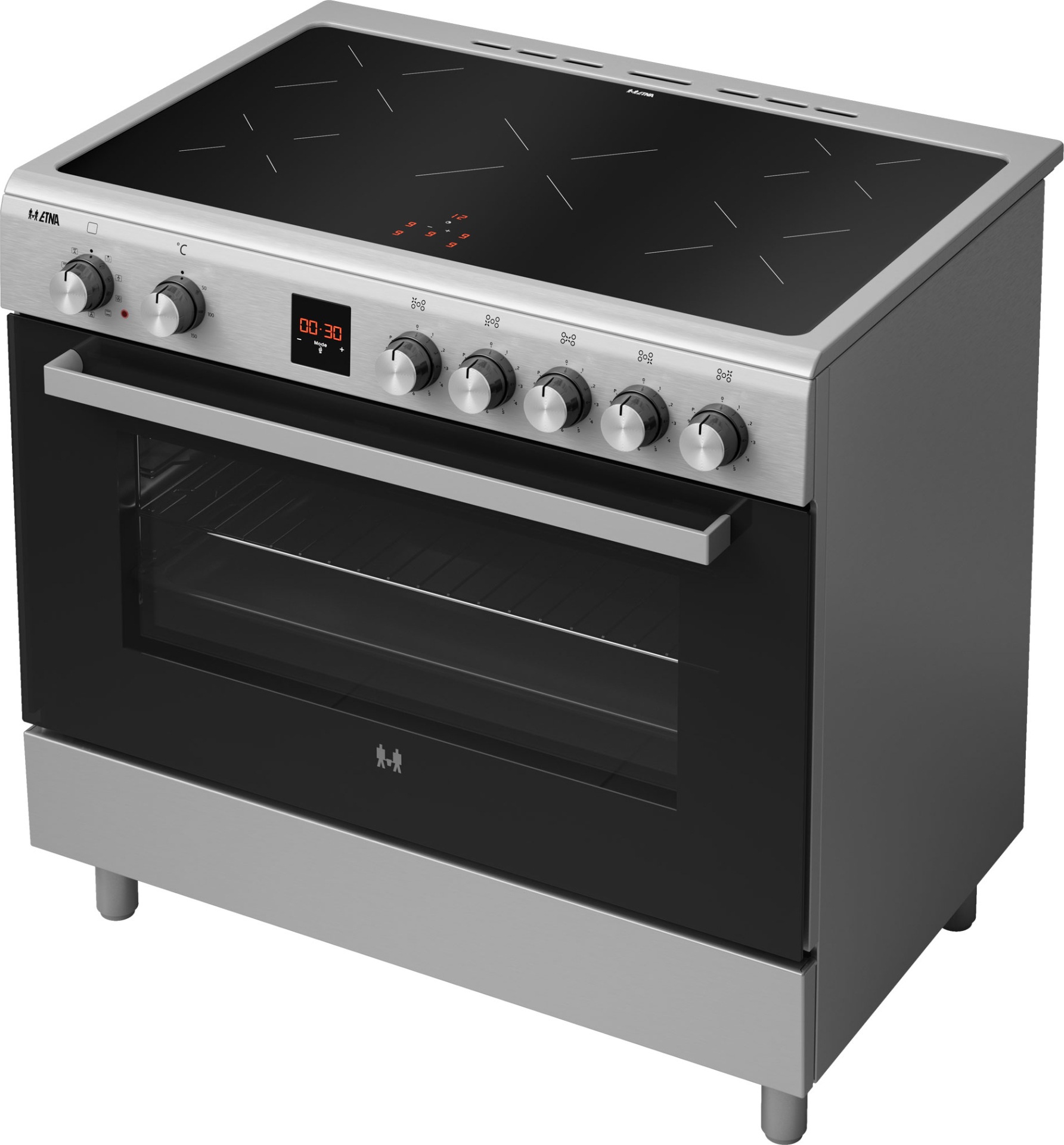 ETNA fornuis met inductie kookplaat - 90cm - FI590RVS