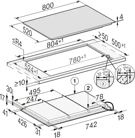 MIELE inductiekookplaat - 80cm - KM7678FL