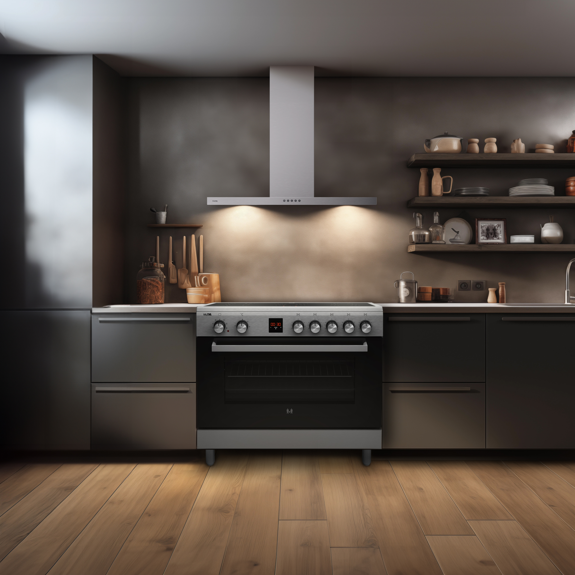ETNA fornuis met inductie kookplaat - 90cm - FI590RVS