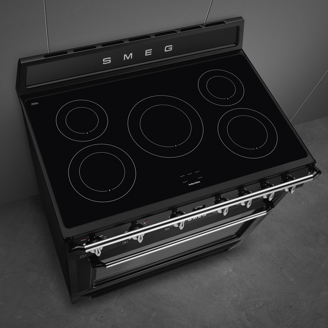 SMEG fornuis met inductie kookplaat - 90cm - TR90IPBL