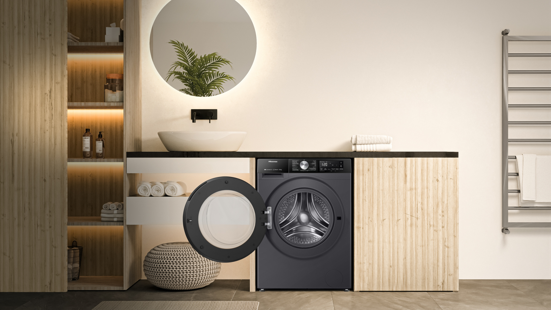 HISENSE was- droogcombinatie - WD3S9043BB3