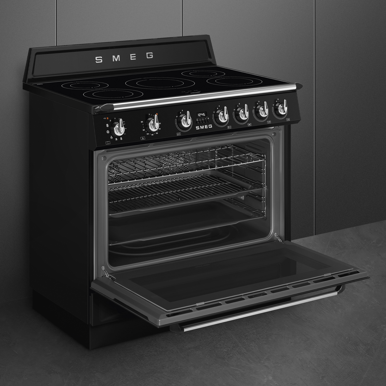 SMEG fornuis met inductie kookplaat - 90cm - TR90IPBL