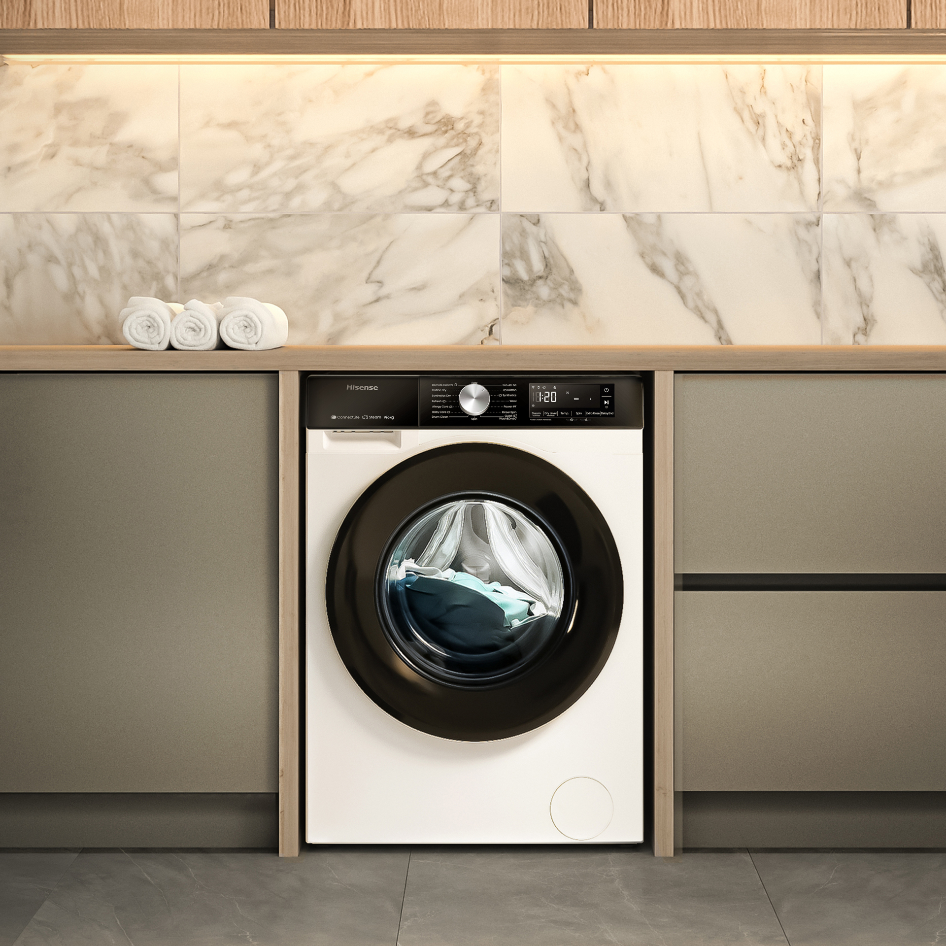 HISENSE was- droogcombinatie - WD3S9043BW3