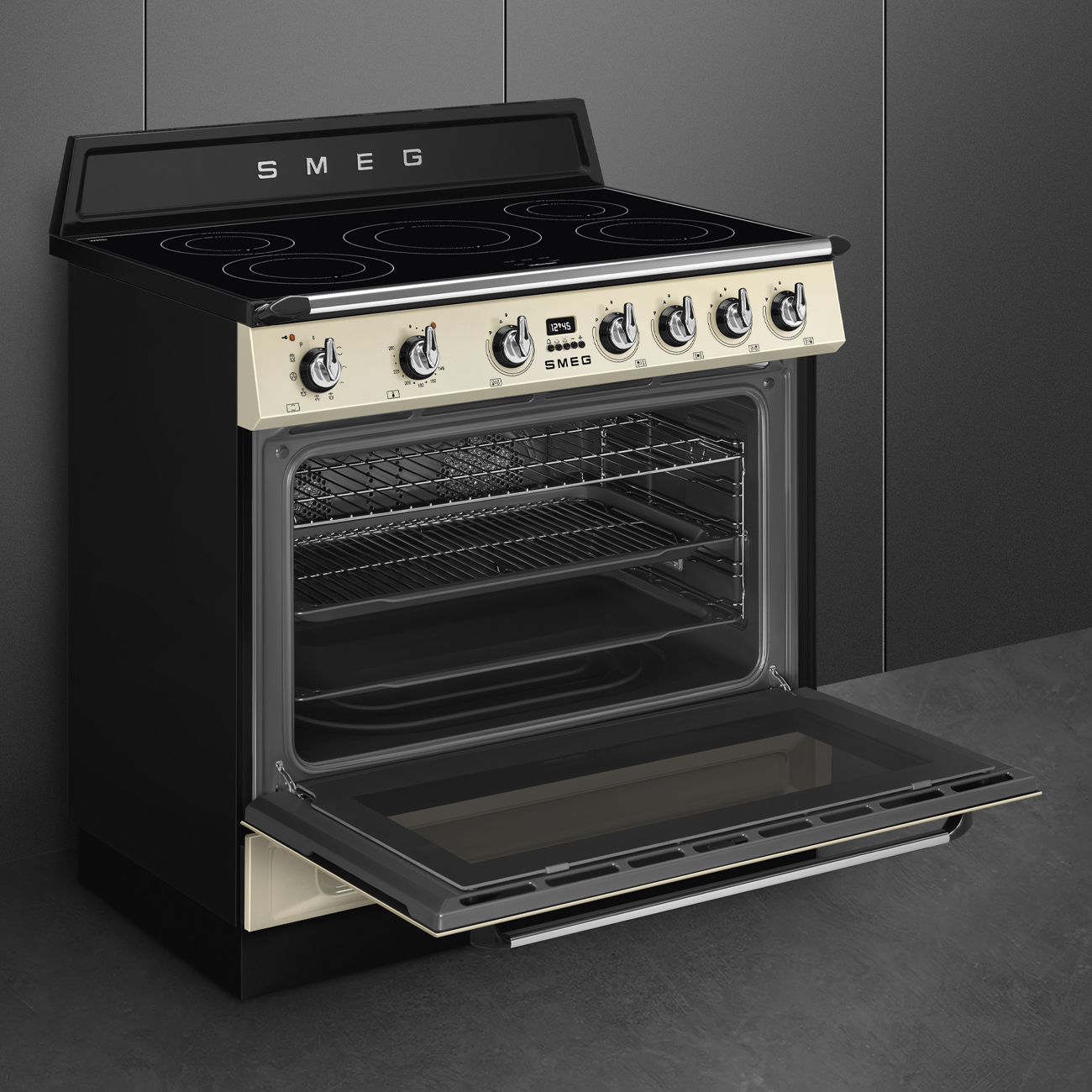 SMEG fornuis met inductie kookplaat - 90cm - TR90IPP