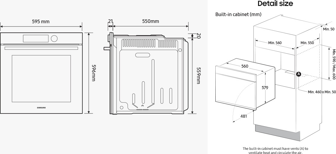 SAMSUNG multifunctionele oven met stoomtoevoeging - 60cm - NV7B4450VAK