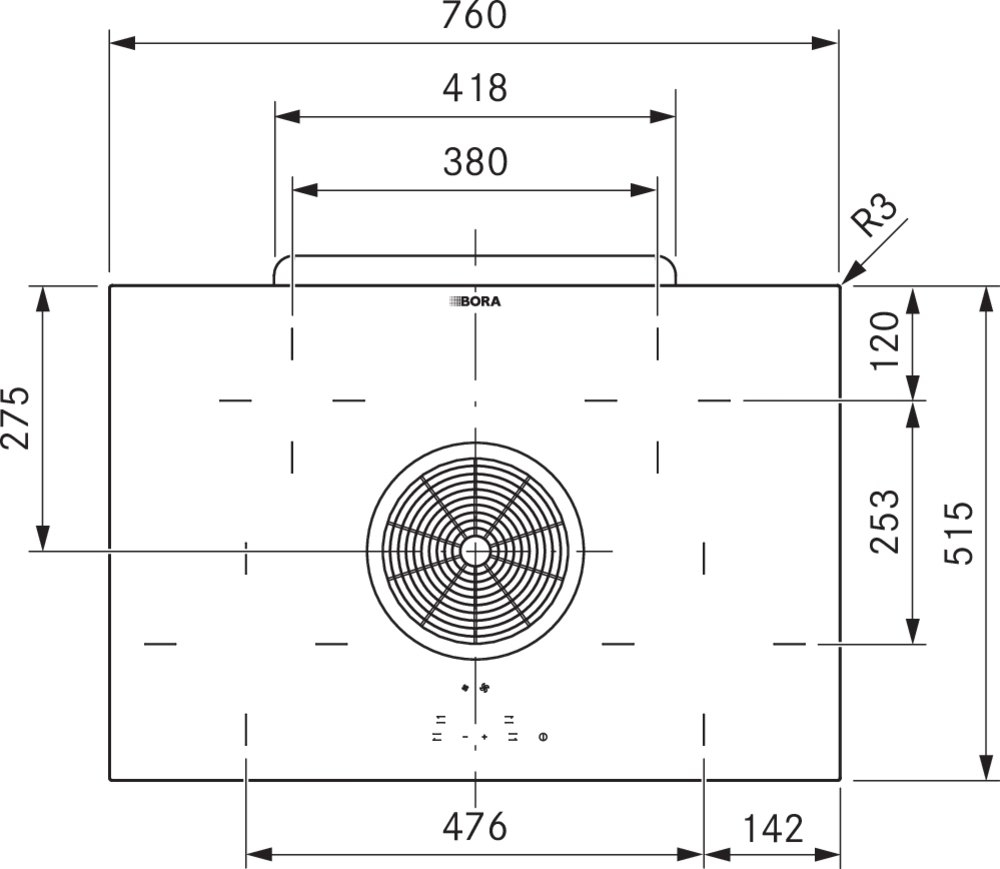 BORA kookplaat met afzuiging - 76cm - BHA