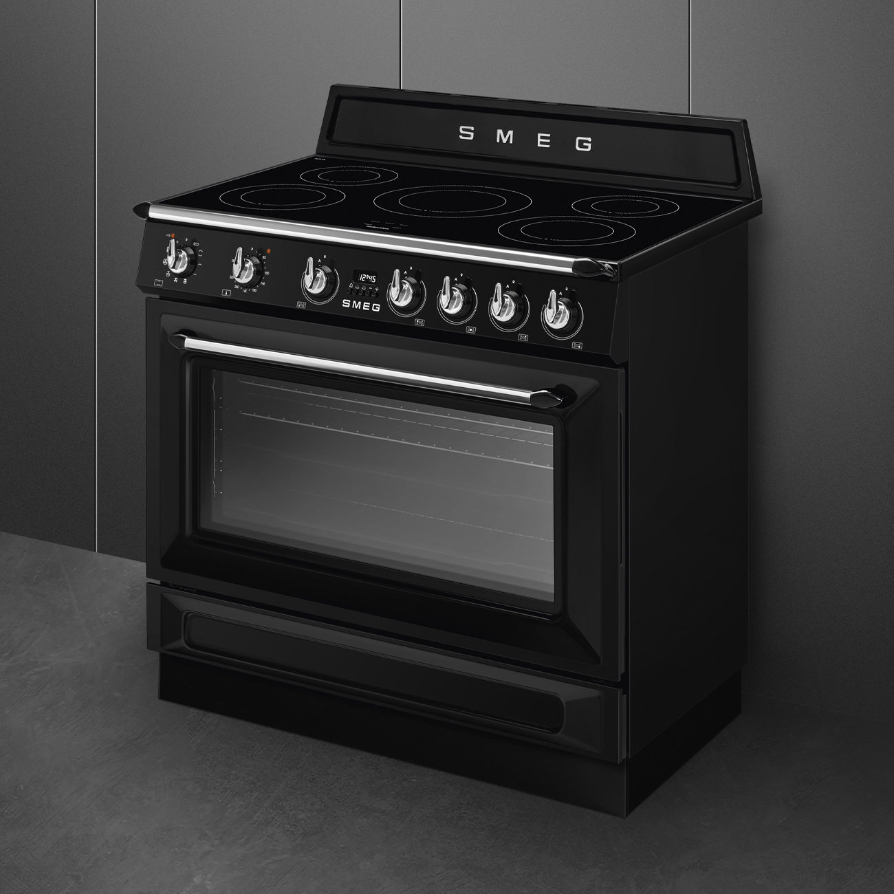 SMEG fornuis met inductie kookplaat - 90cm - TR90IPBL