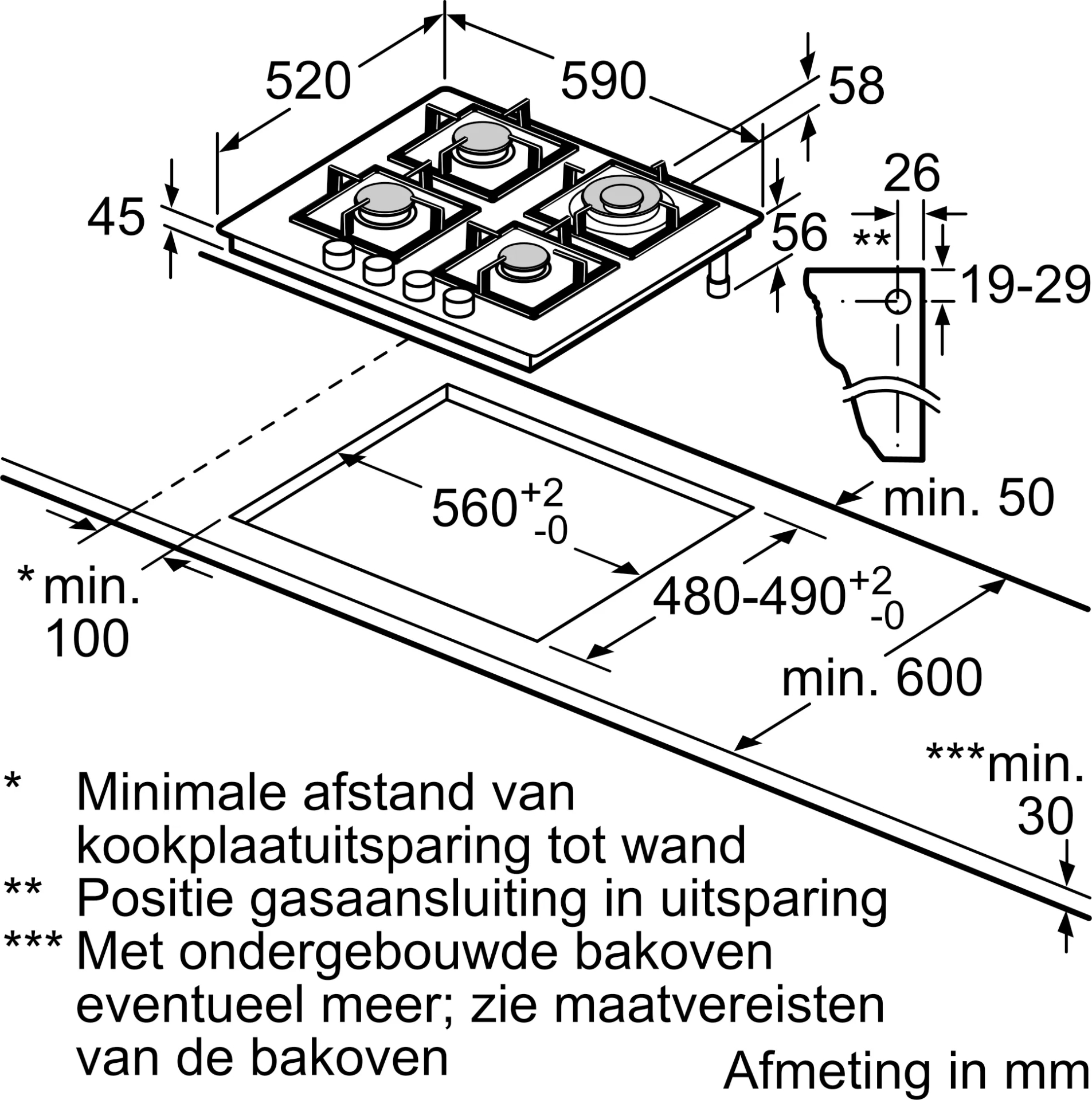 SIEMENS IQ300 gaskookplaat - 60cm - EN6B6HK40