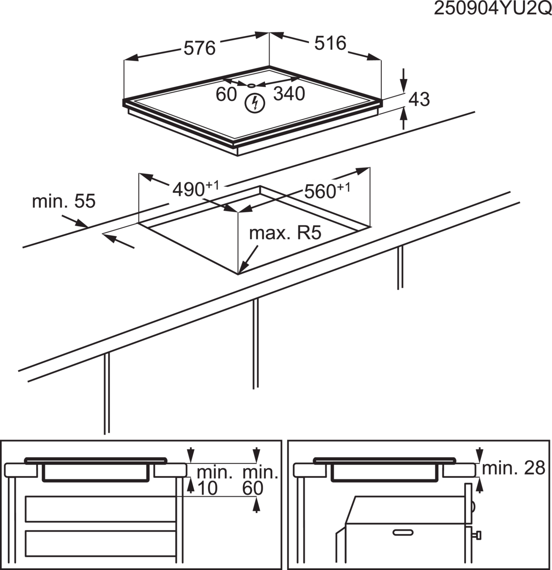 AEG 3000 vitrokeramische kookplaat - 60cm - ORS64A00XB