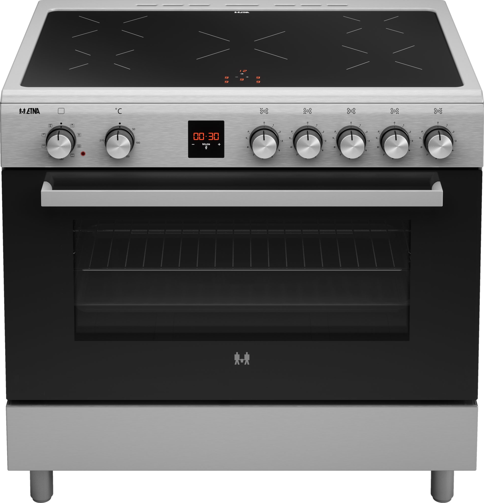 ETNA fornuis met inductie kookplaat - 90cm - FI590RVS
