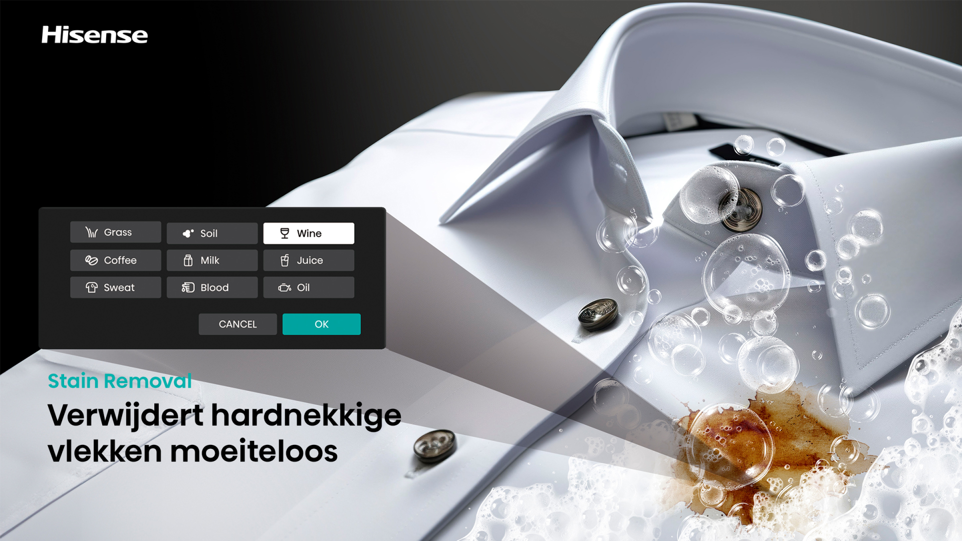 HISENSE was- droogcombinatie - WD5I8043BWF