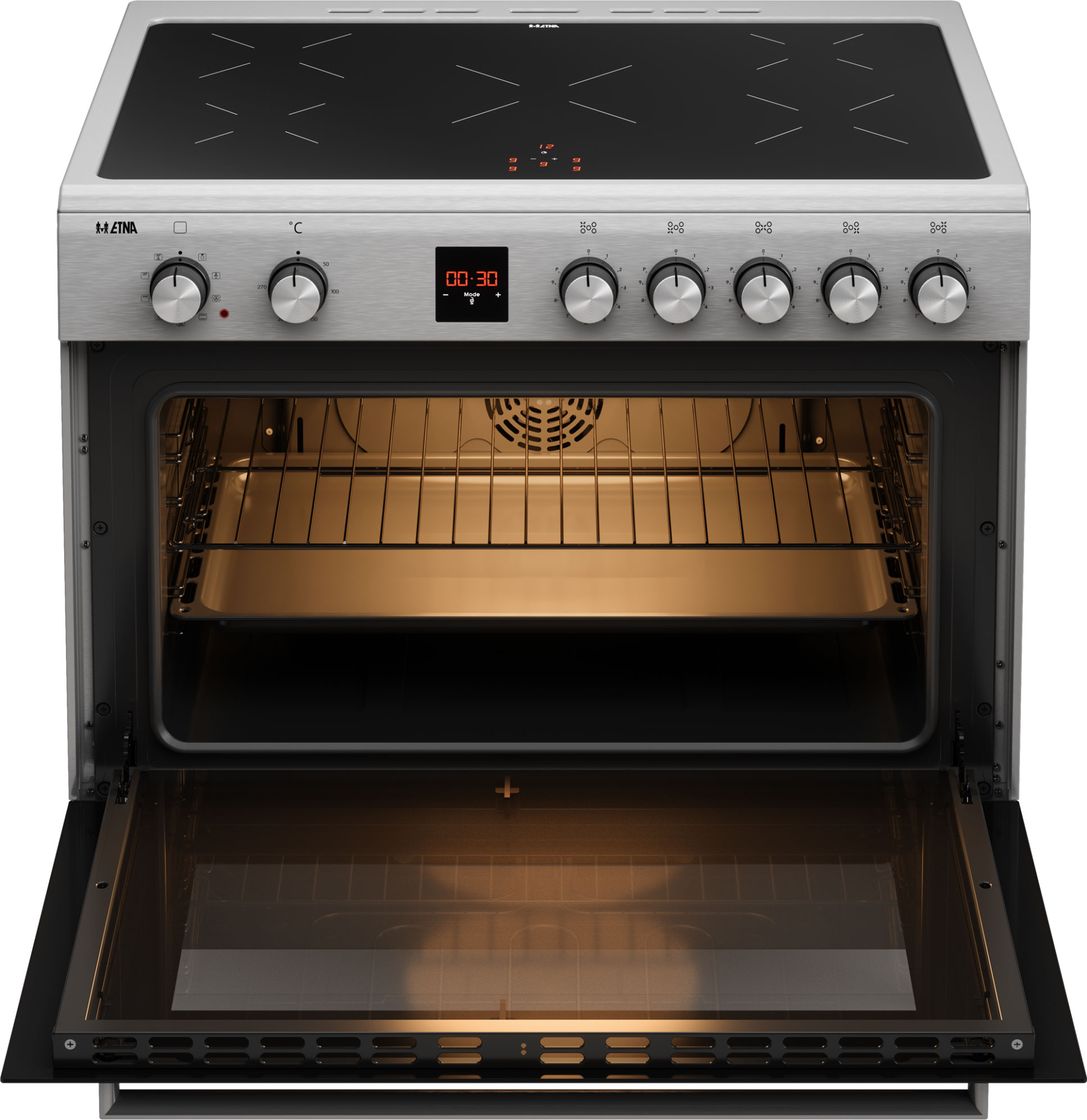 ETNA fornuis met inductie kookplaat - 90cm - FI590RVS