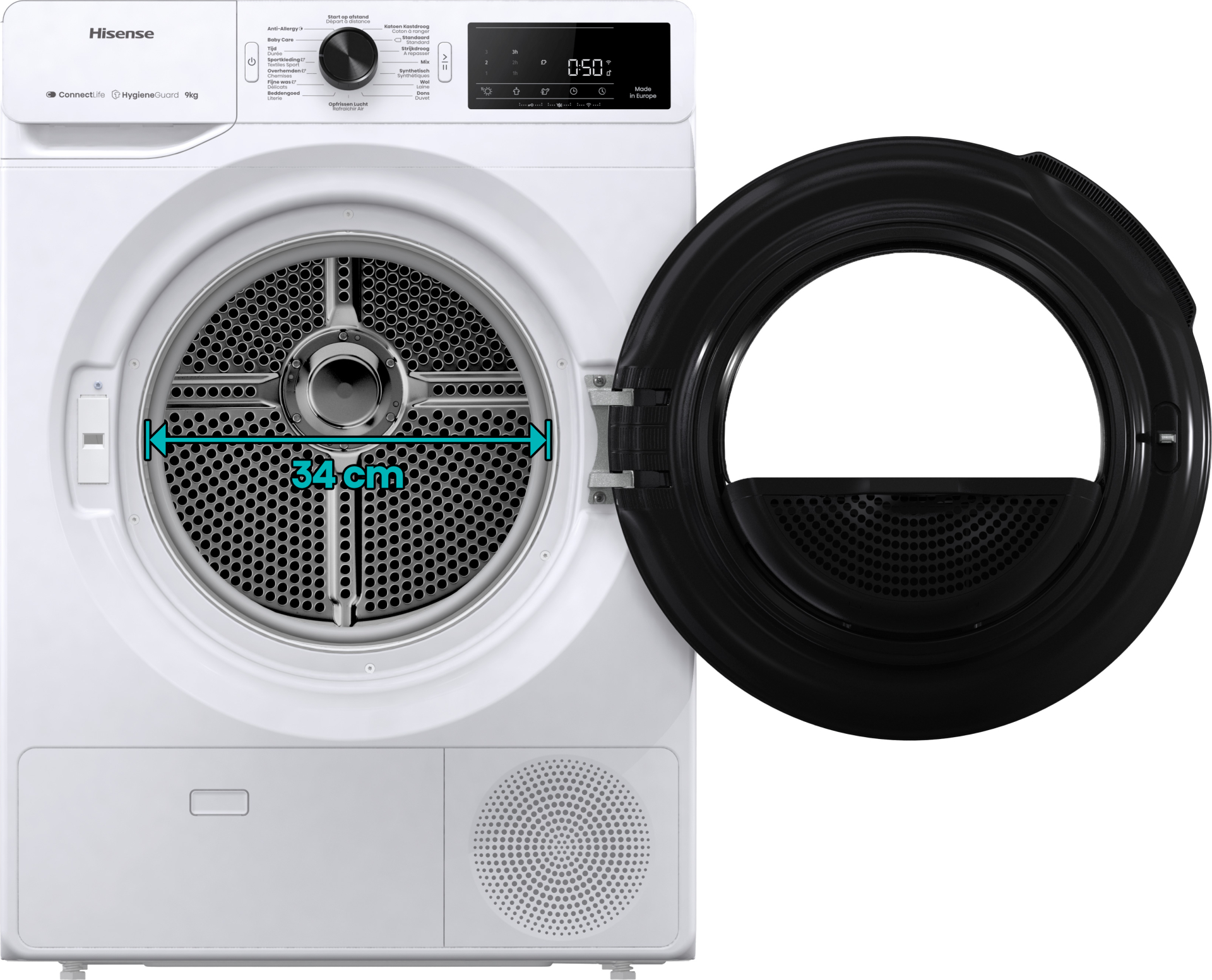 HISENSE droogkast - warmtepomp - DH3V903UW/BLX