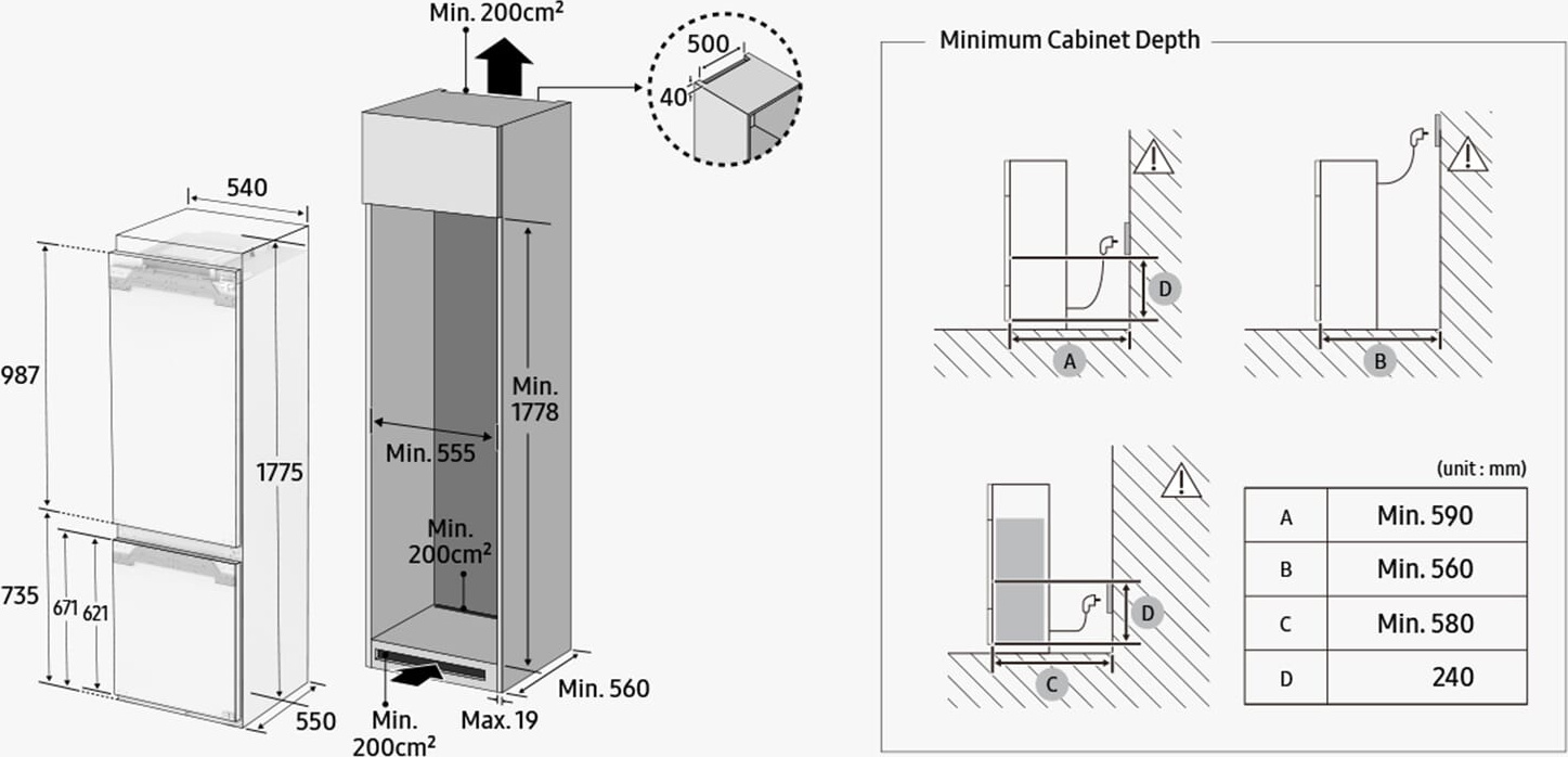 SAMSUNG koel-/vriescombinatie - 178cm - BRB80F26ACF0EF