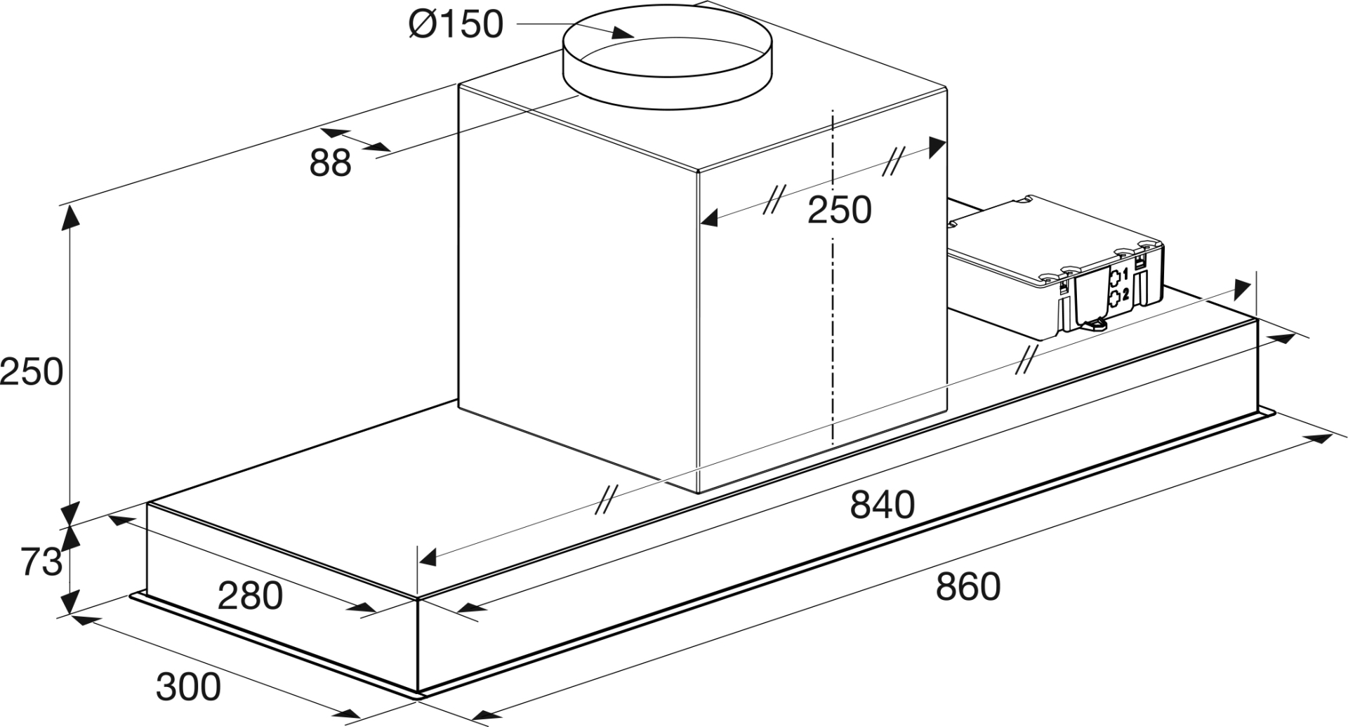 ATAG inbouw dampkap - 90cm - WU9095MX