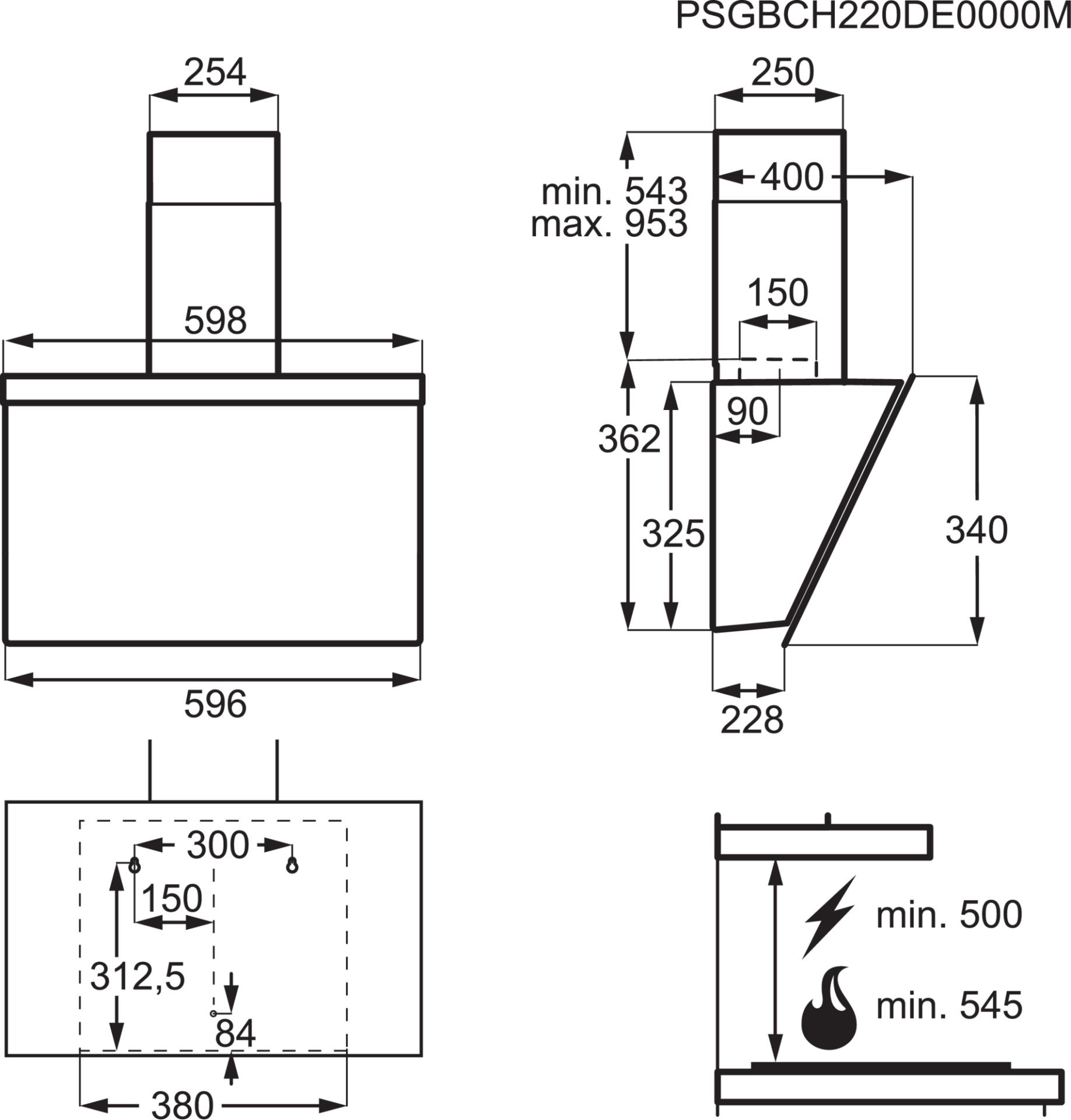 AEG 7000 headfree dampkap - 60cm - DVK5661HB