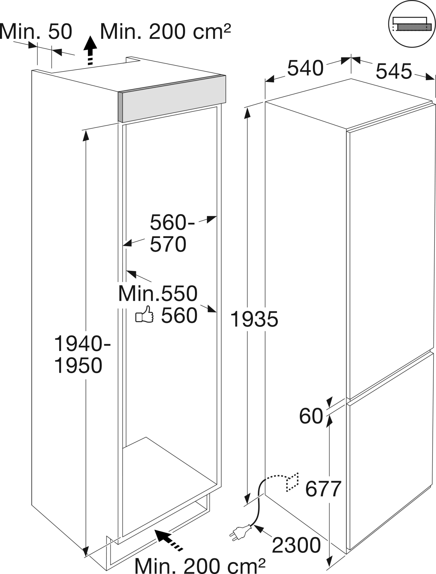 ATAG koel-/vriescombinatie - 194cm - KS37194DN