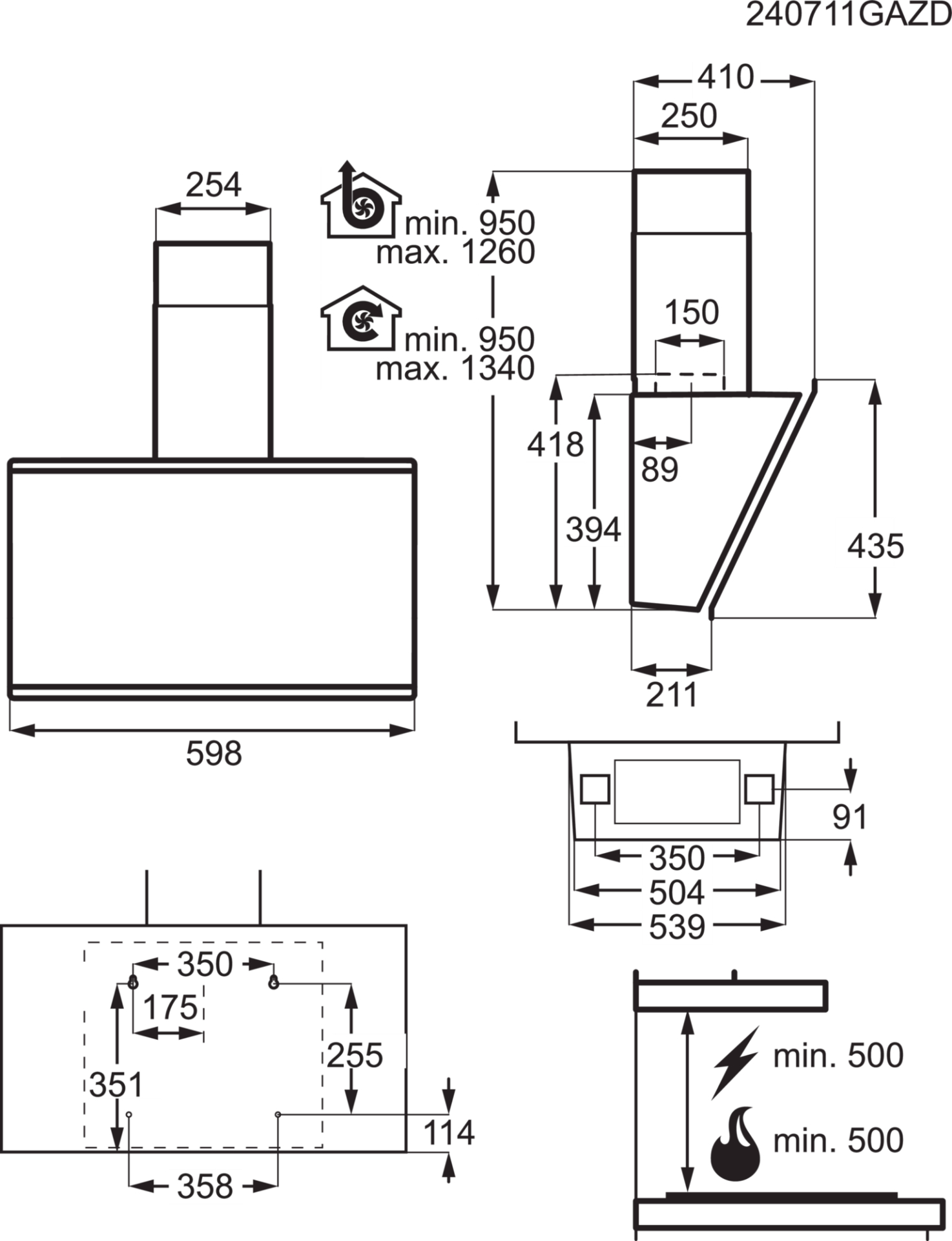 AEG 7000 headfree dampkap - 60cm - GV77D61SZ