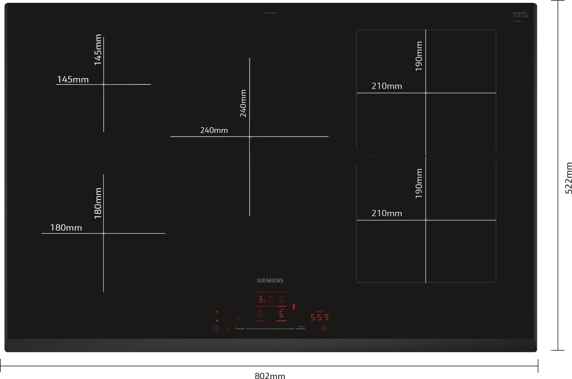 SIEMENS IQ500 inductiekookplaat - 80cm - ED851HWB1E