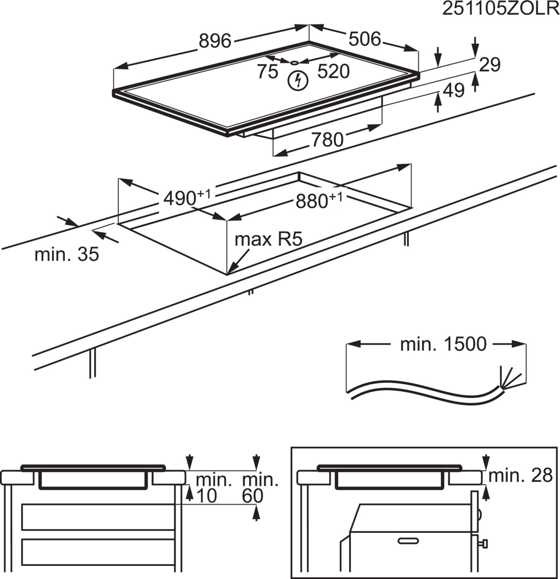 AEG 6000 inductiekookplaat - 90cm - NIK95I00UB