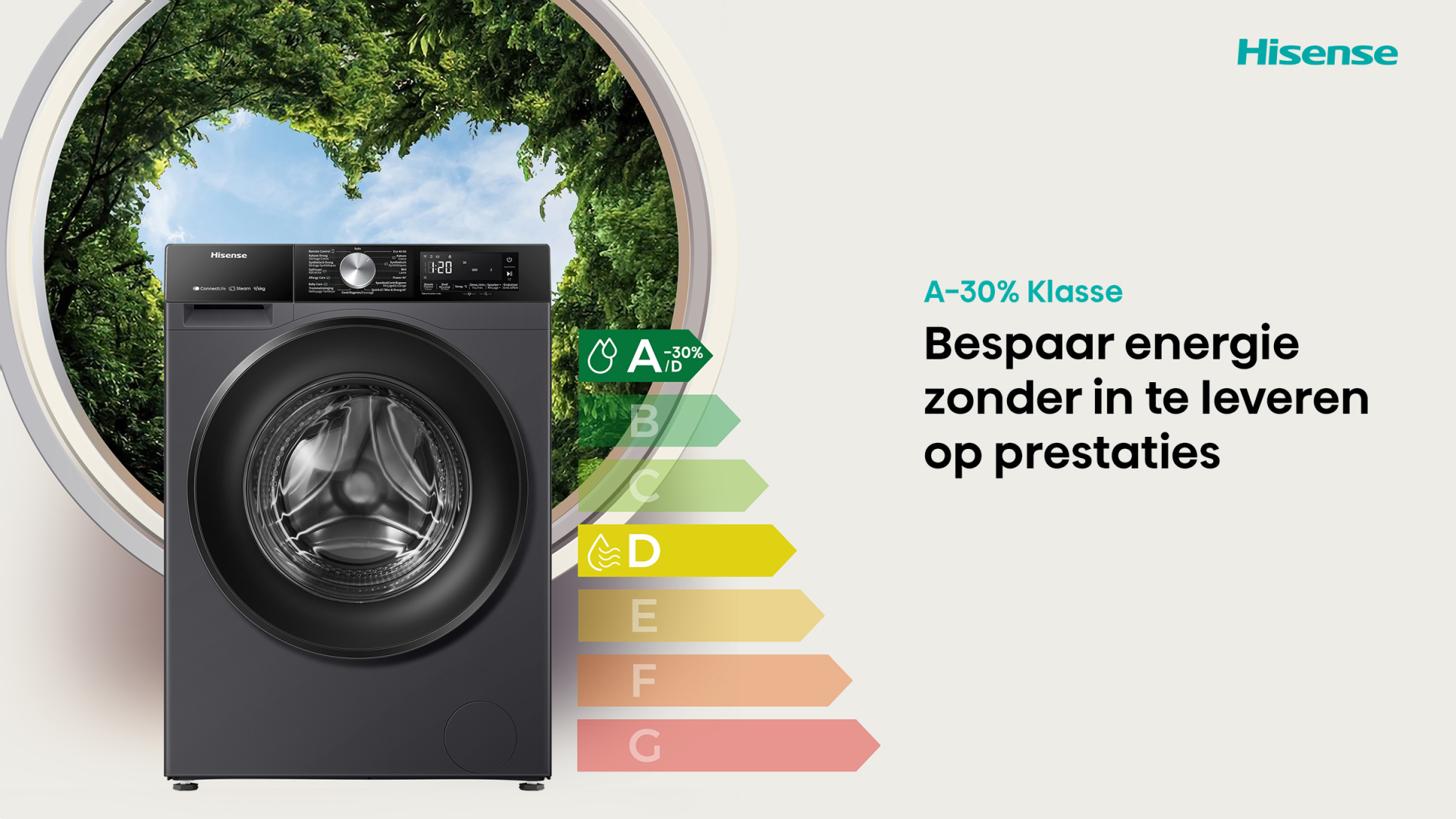 HISENSE was- droogcombinatie - WD3S9043BB3