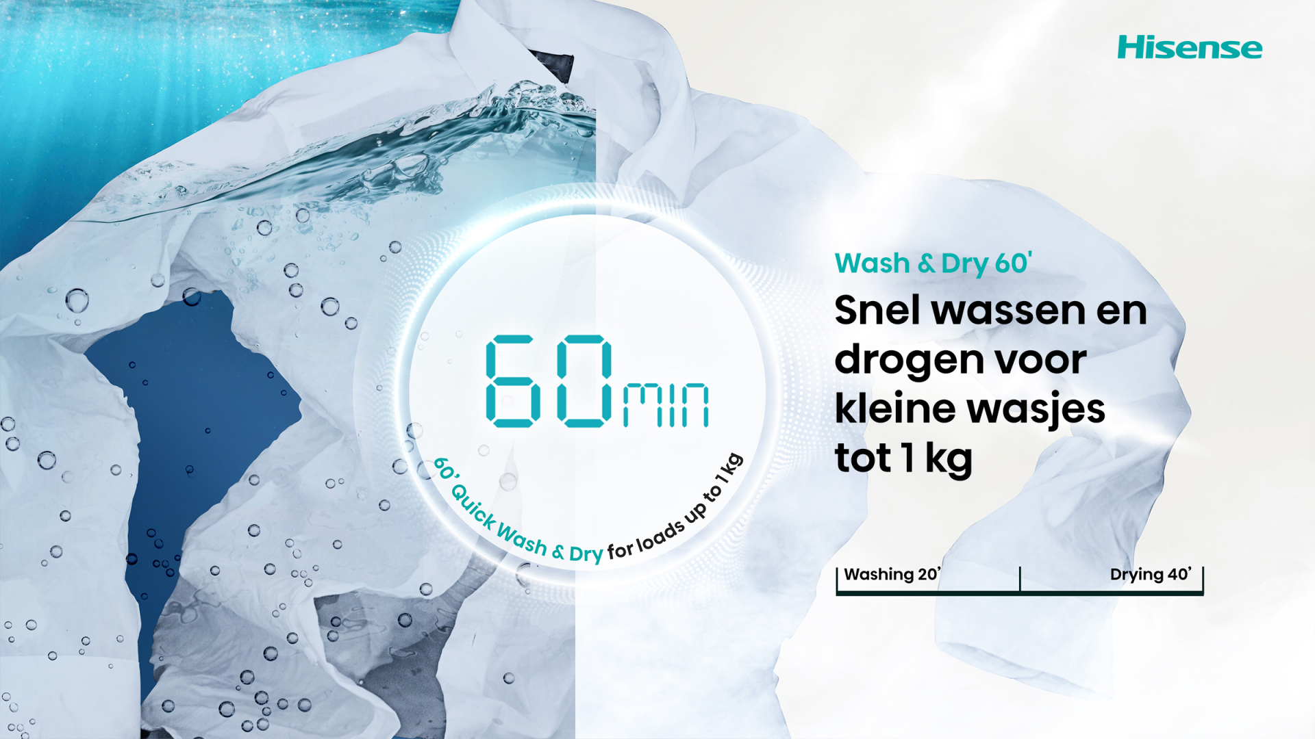 HISENSE was- droogcombinatie - WD3S9043BW3