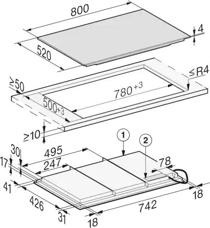 MIELE inductiekookplaat - 80cm - KM7678FL