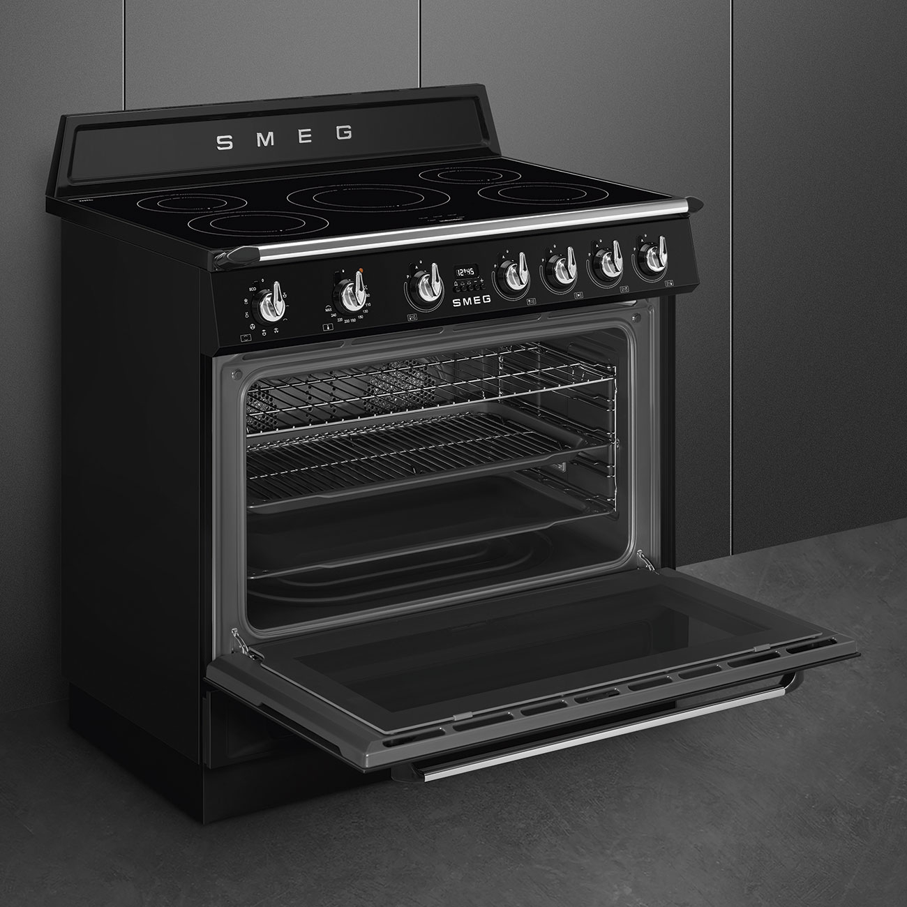 SMEG fornuis met inductie kookplaat - 90cm - TR90IMBL