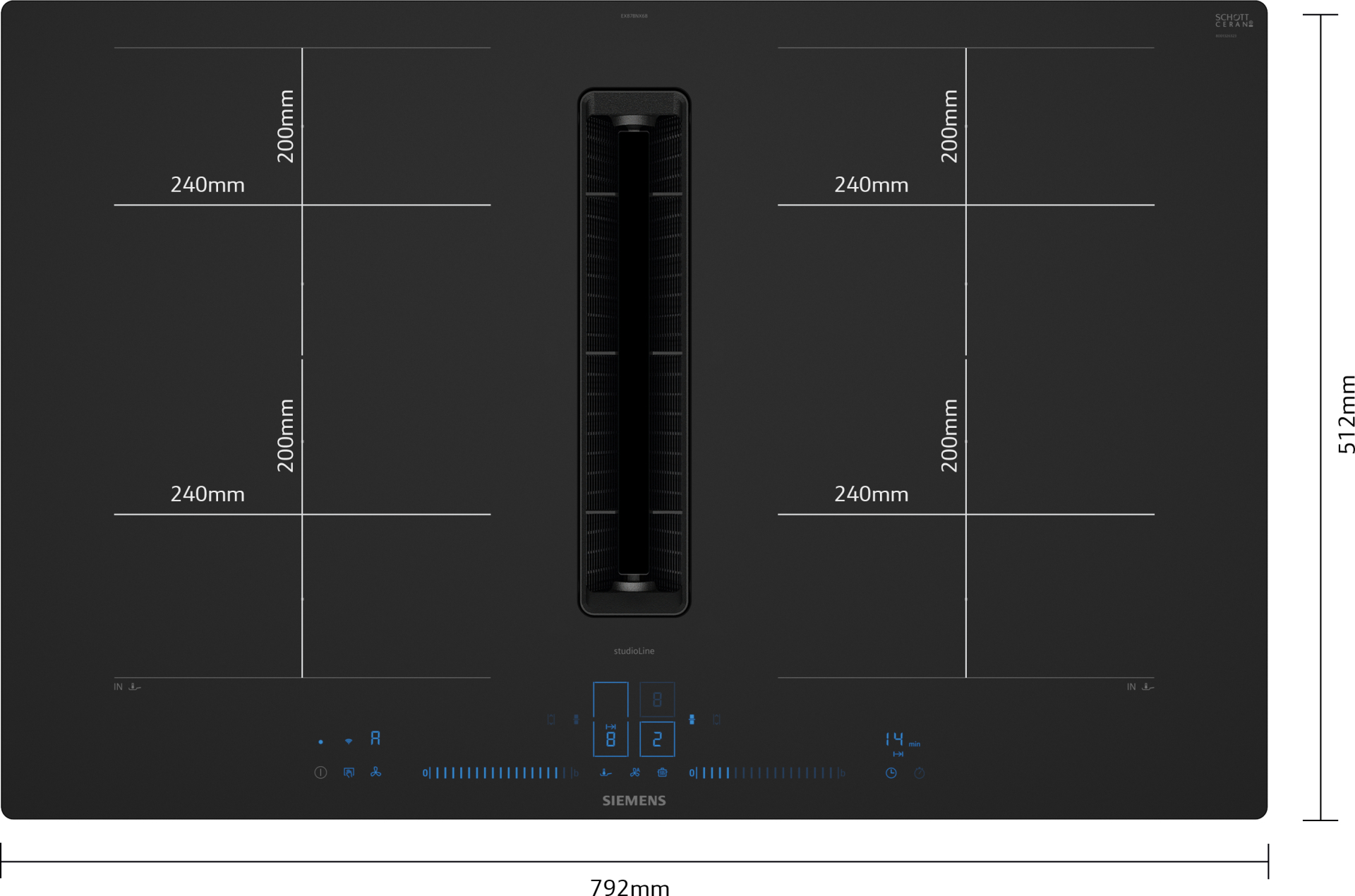 SIEMENS IQ700 kookplaat met afzuiging - 80cm - EX80BNX68E
