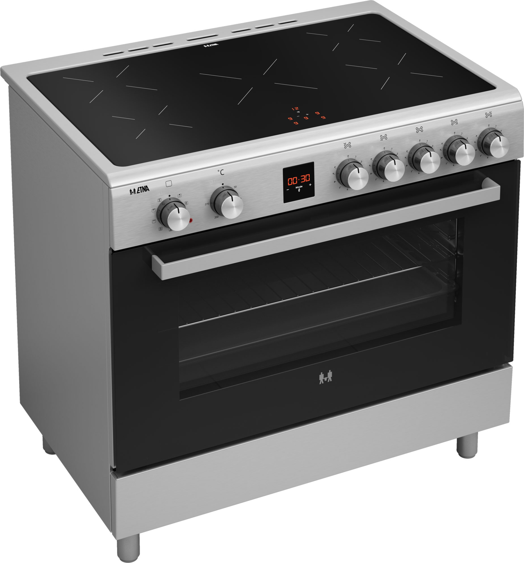 ETNA fornuis met inductie kookplaat - 90cm - FI590RVS