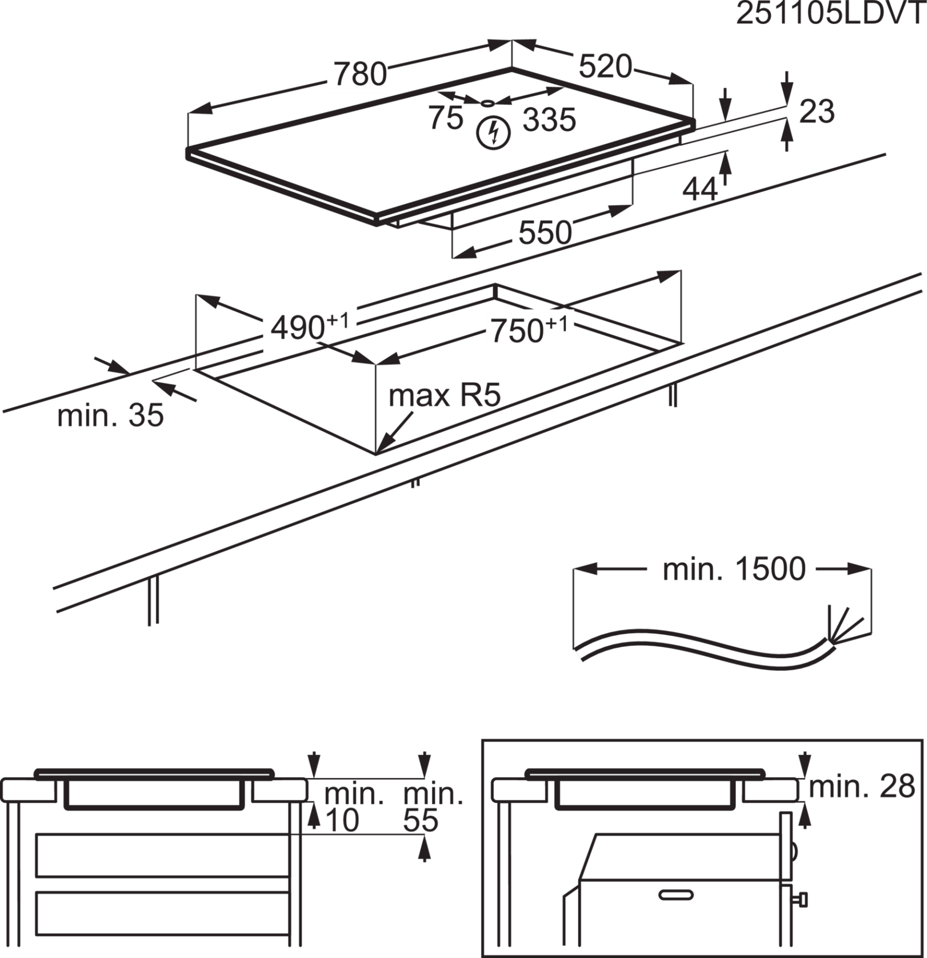 ELECTROLUX 600 inductiekookplaat - 80cm - LIV834