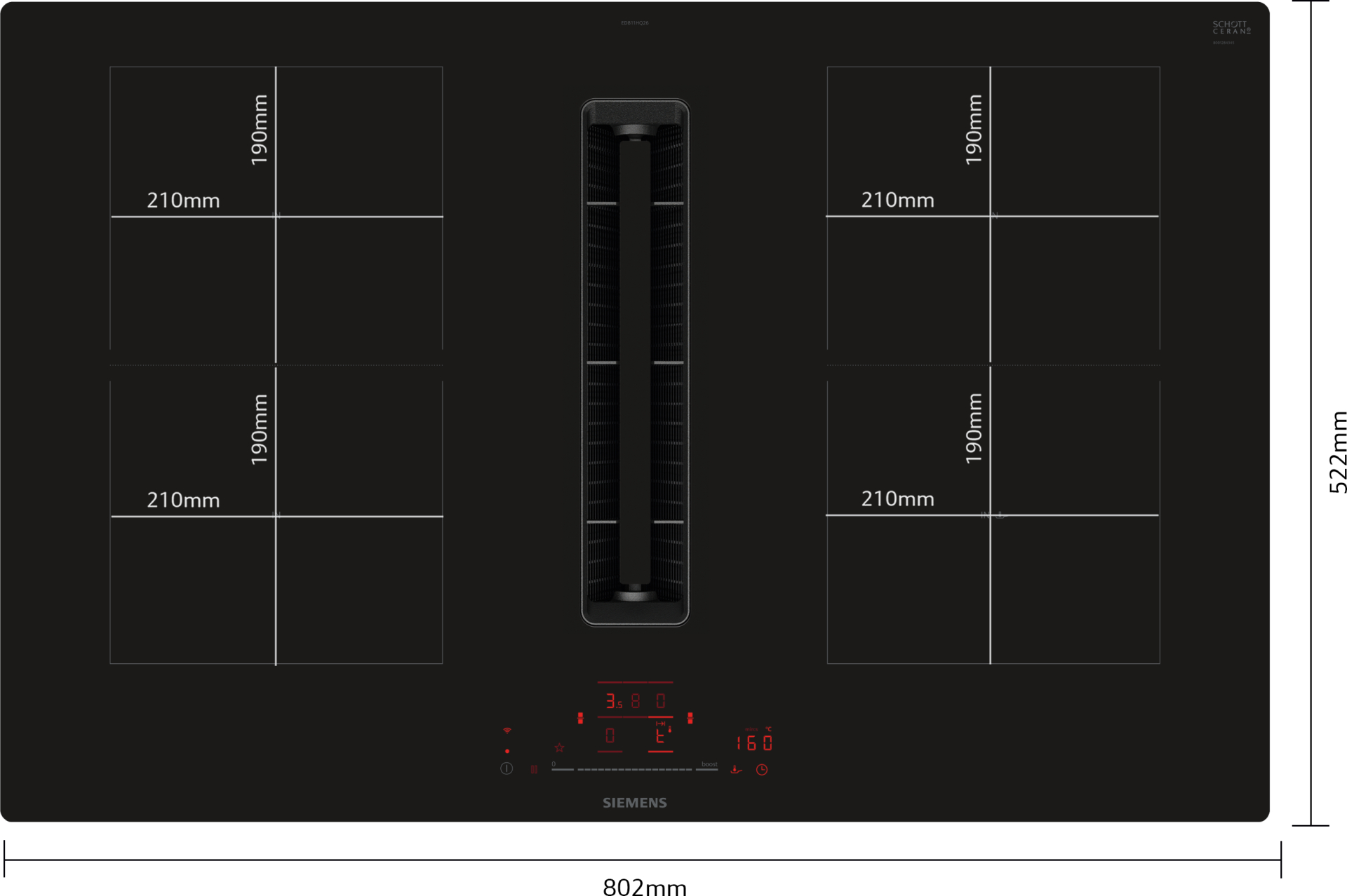 SIEMENS IQ500 kookplaat met afzuiging - 80cm - ED811HQ26E
