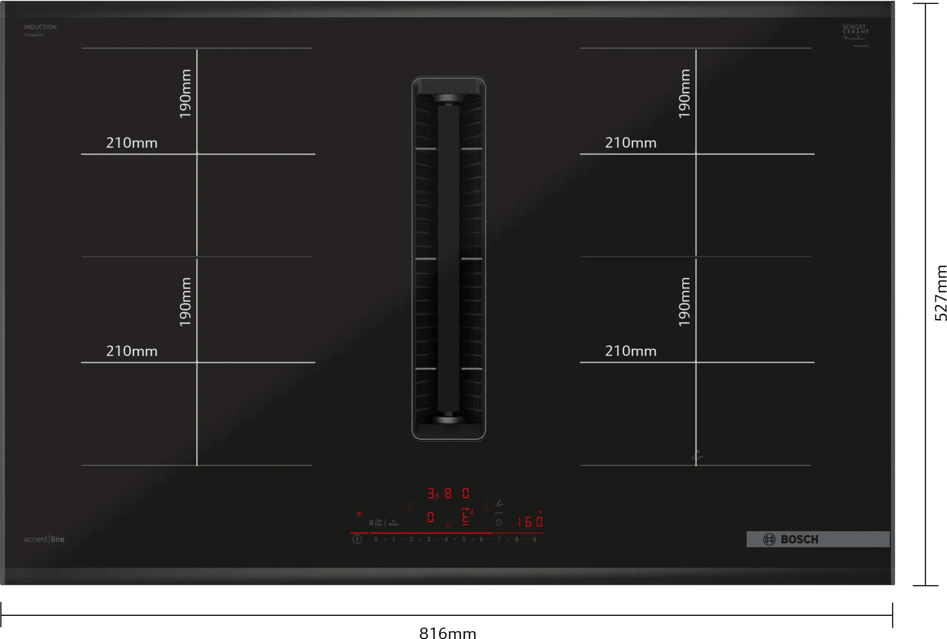 BOSCH SERIE 6 kookplaat met afzuiging - 80cm - PVQ890H26E
