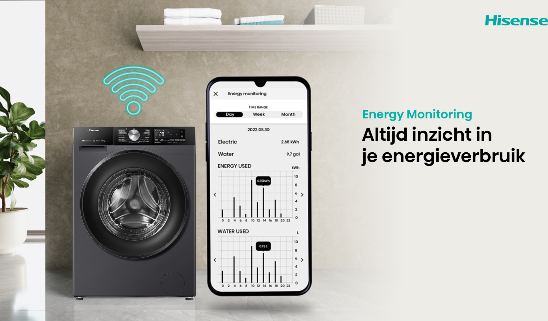 HISENSE was- droogcombinatie - WD3S9043BB3
