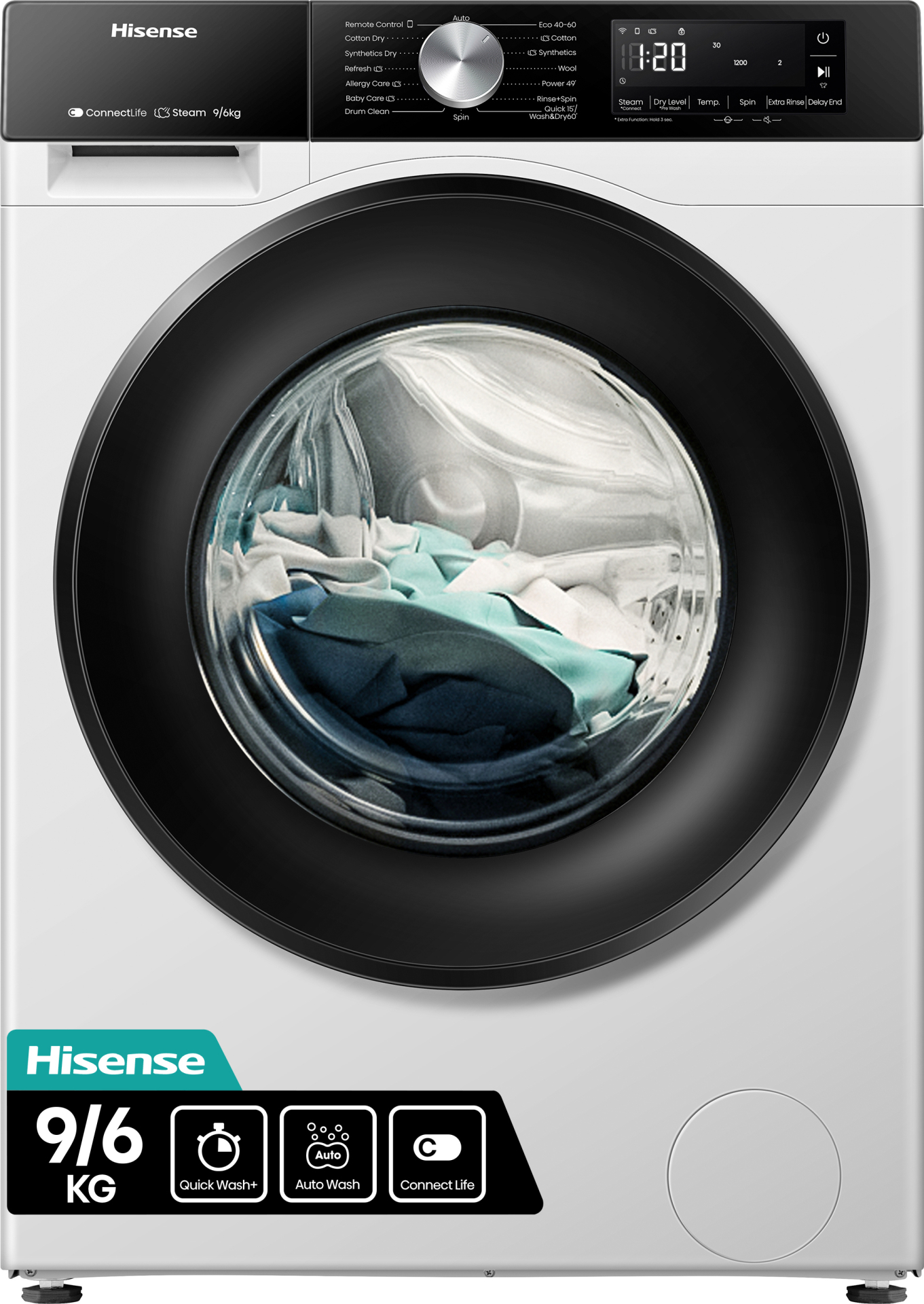 HISENSE was- droogcombinatie - WD3S9043BW3