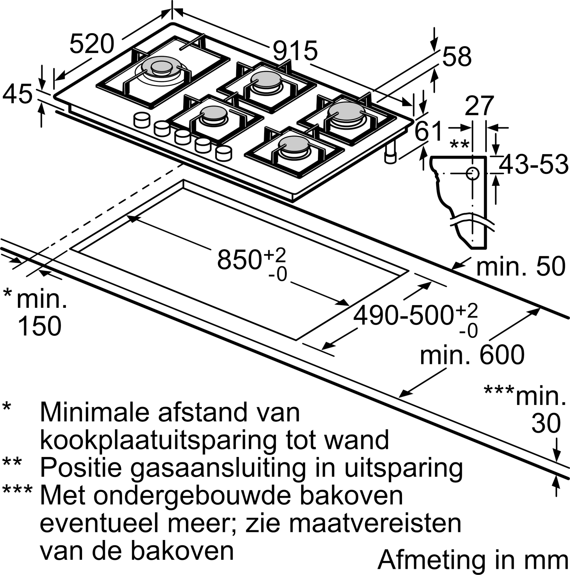 SIEMENS IQ500 gaskookplaat - 90cm - EP9A6MI40