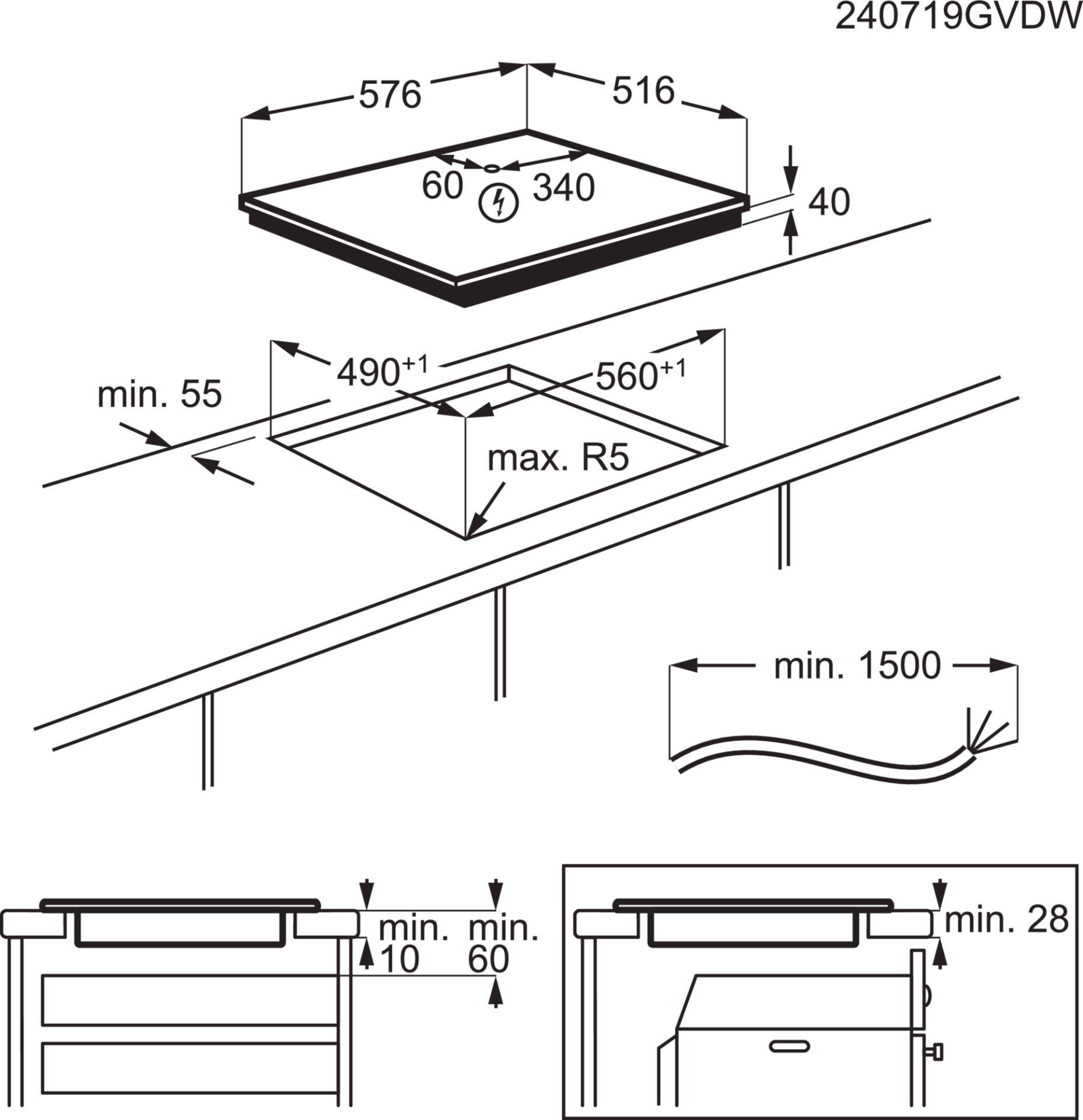 AEG 3000 vitrokeramische kookplaat - 60cm - HK634021XB