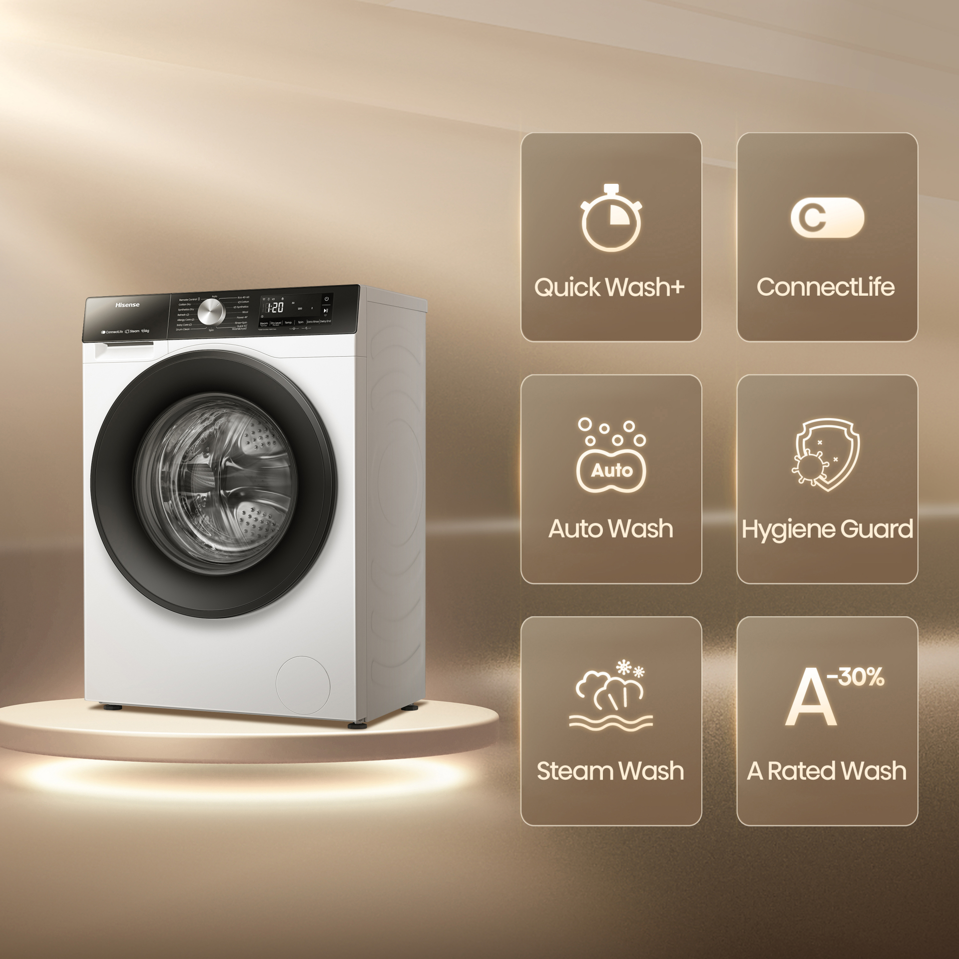 HISENSE was- droogcombinatie - WD3S9043BW3