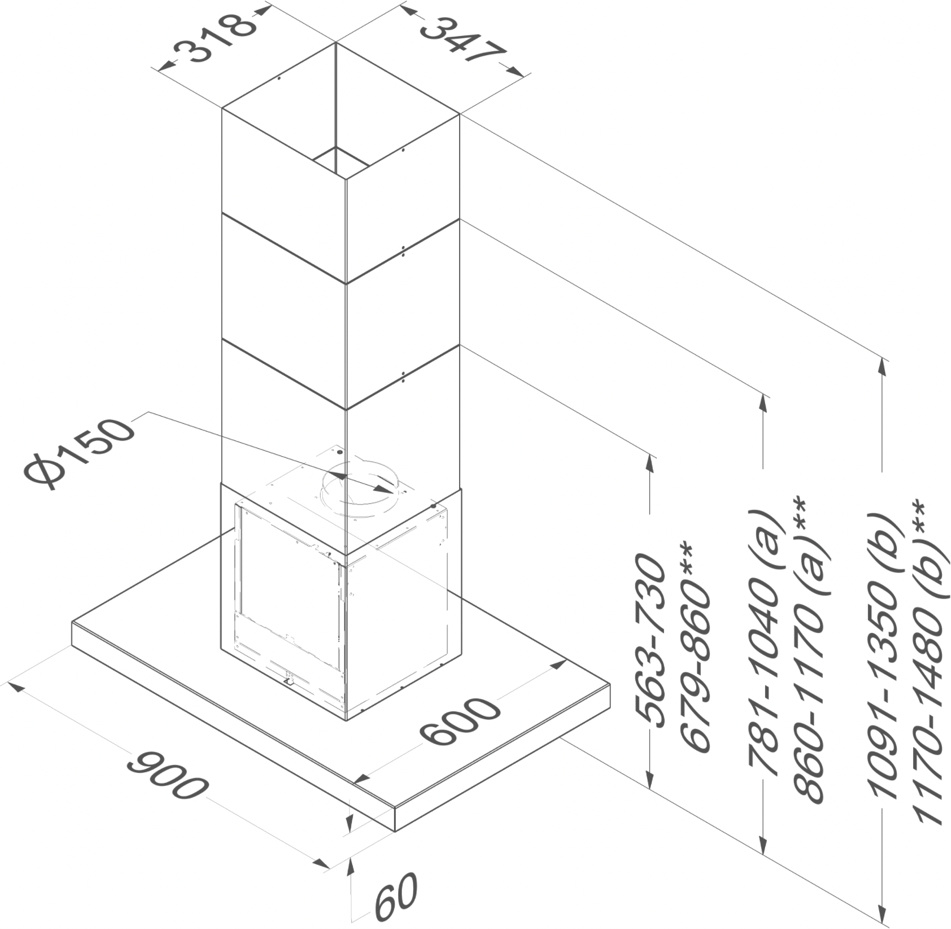 NOVY Flatline eilanddampkap - 90cm - 7640