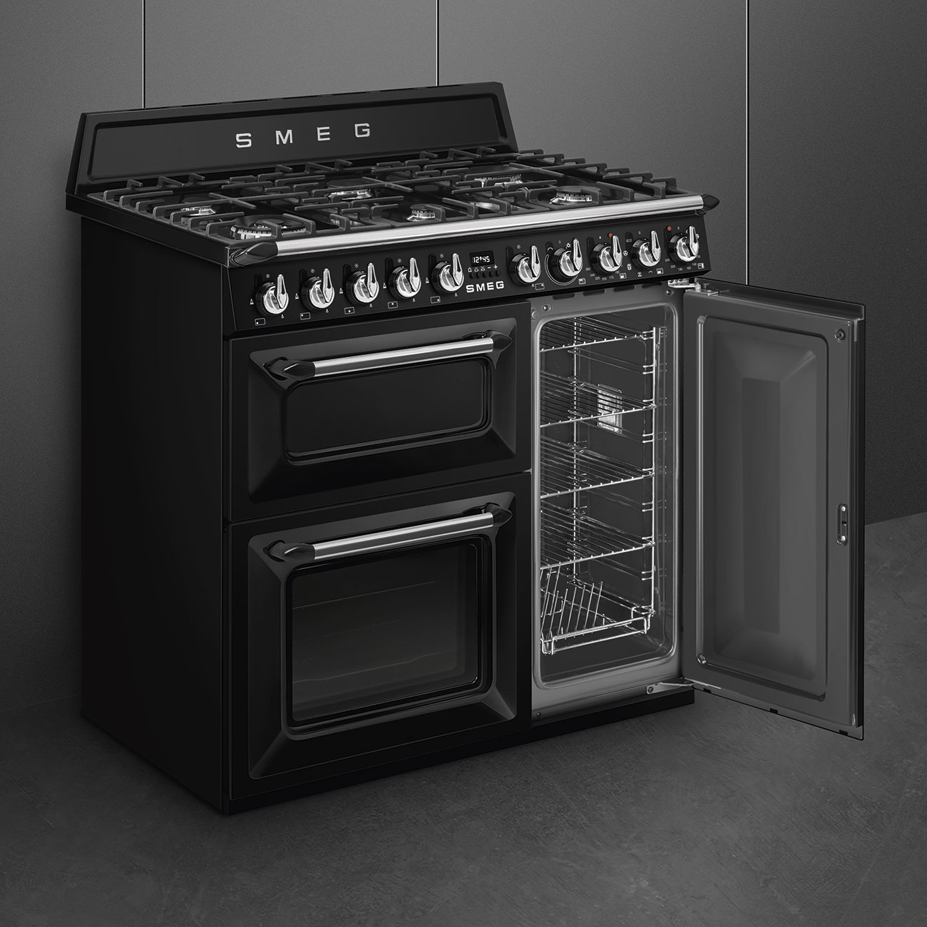SMEG fornuis met gaskookplaat - 90cm - TR93BL